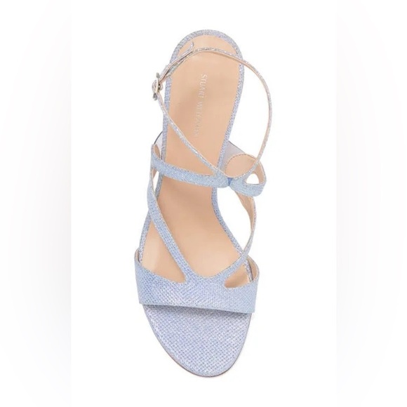 Stuart Weitzman Mariposa 80 Open Toe Sandals Metallic Periwinkle Size 9.5 - Picture 2 of 8